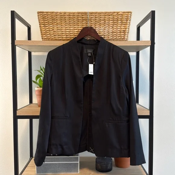 NWT J. Crew Black Going Out Blazer Gramercy Twill Open Front BK027, 8 - Picture 2 of 9